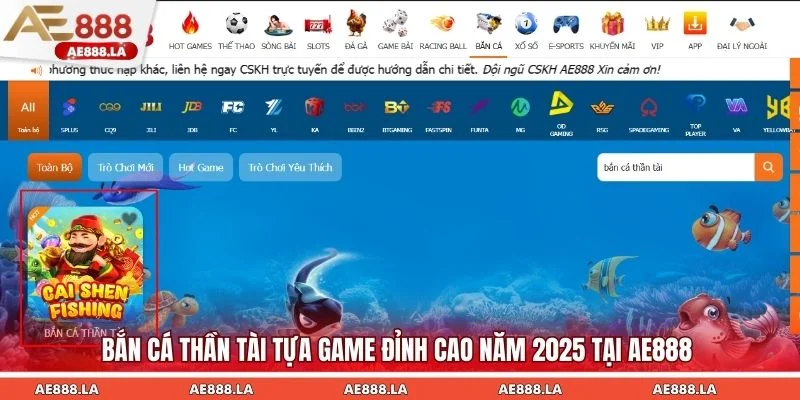 Bắn cá Thần Tài tựa game đỉnh cao năm 2025 tại AE888