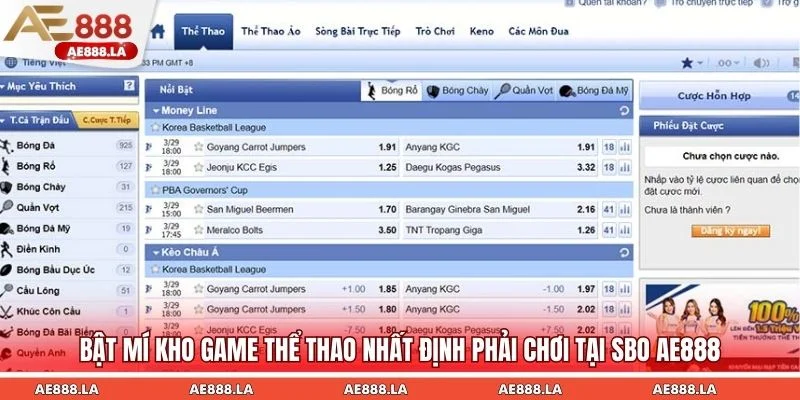 Bật mí kho game thể thao nhất định phải chơi tại SBO AE888