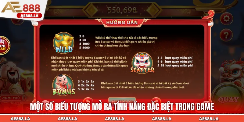Một số biểu tượng mở ra tính năng đặc biệt trong game